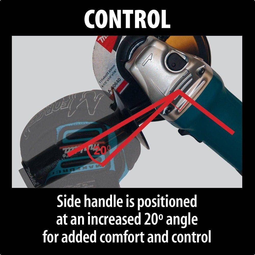 Makita 6 Amp Corded 4 in. Lightweight Angle Grinder with Grinding Wheel, Wheel Guard Side Handle Hard Case - Image 8
