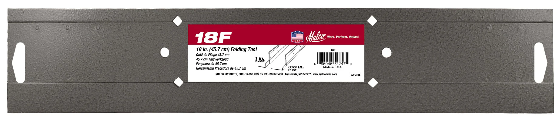 Malco 18F Folding Flashing Tool, 18-in Steel Hem/Pan Bender - Image 4