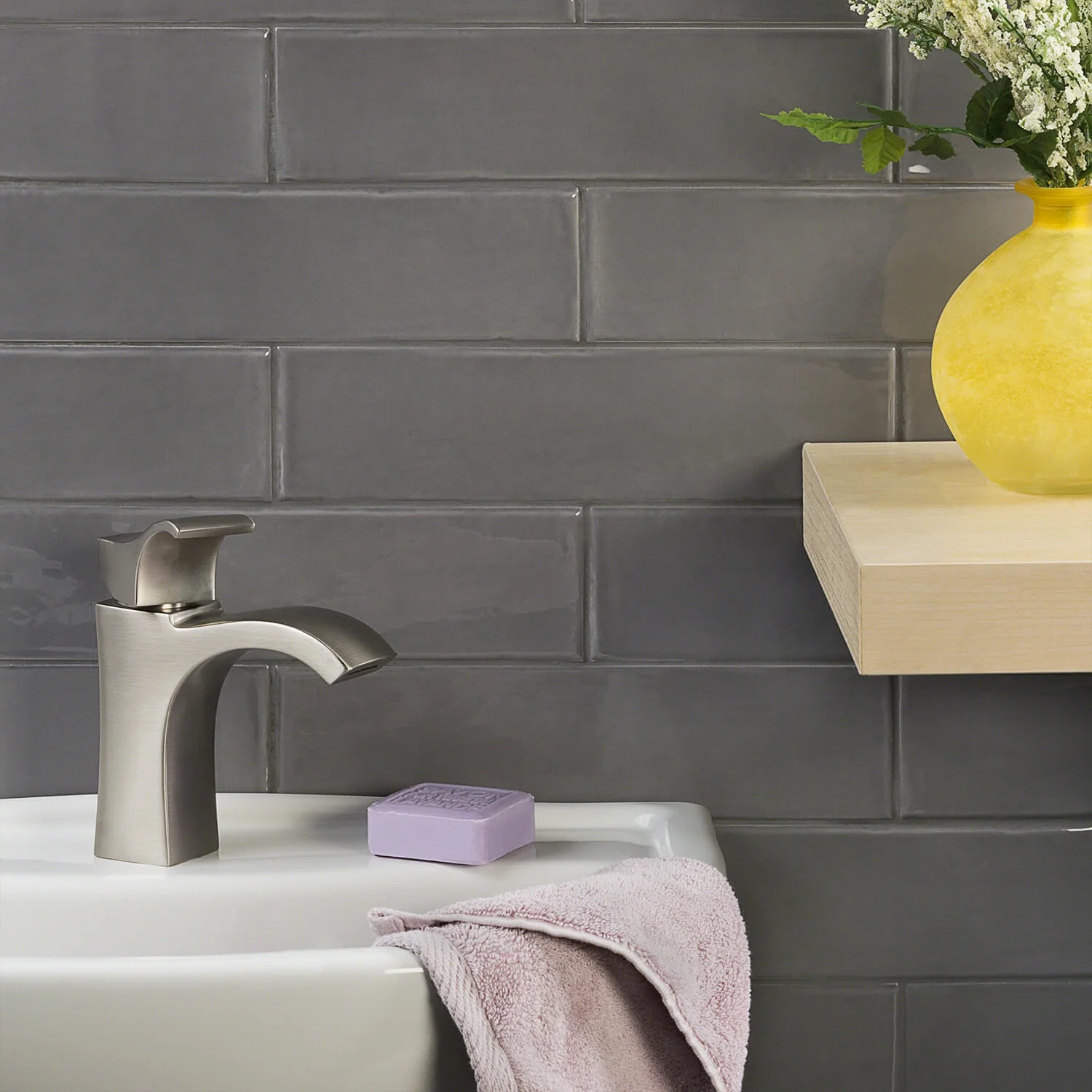 Manchester Charcoal Gray 3x12 Glossy Ceramic Subway Tile - Image 2