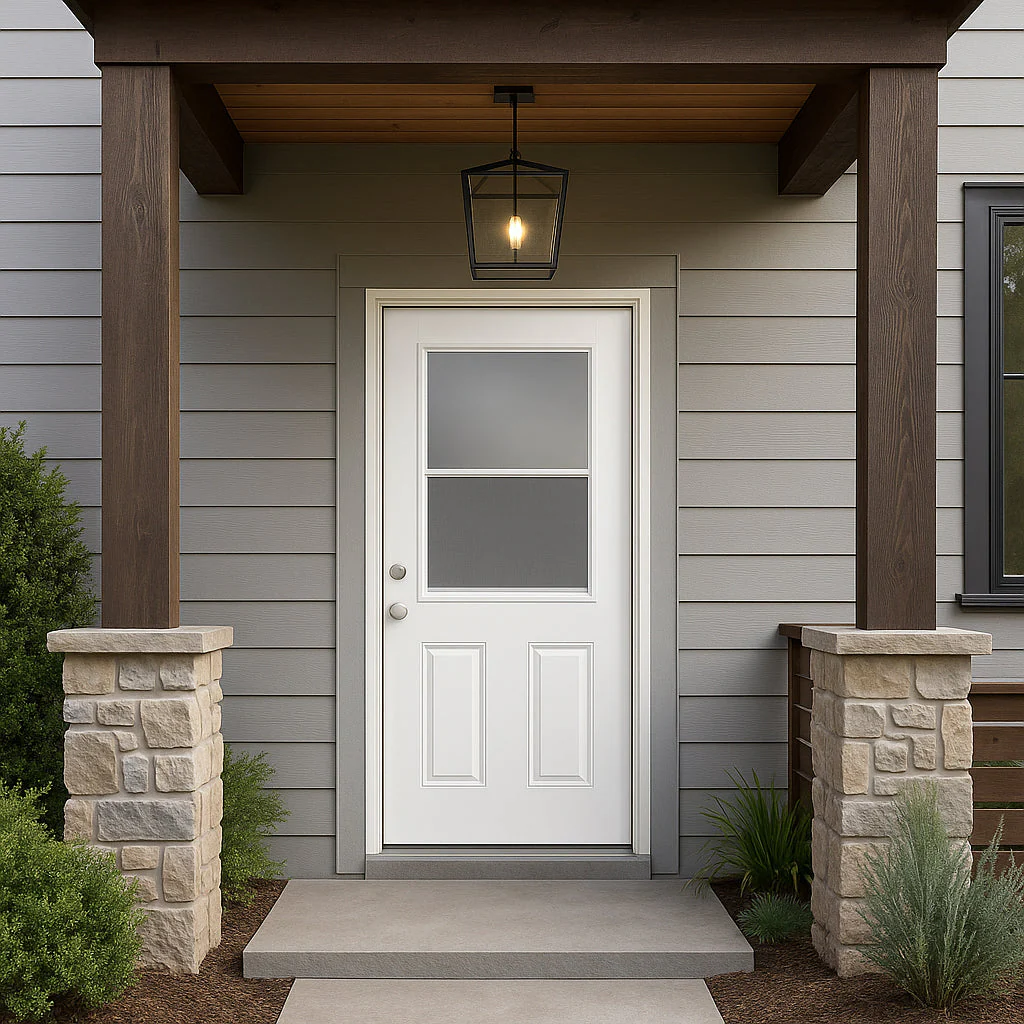 Masonite 32 x 80 in. Vent Lite Right-Hand Inswing Primed Smooth Fiberglass Prehung Front Exterior Door No Brickmold - Image 4