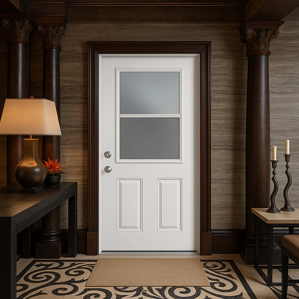 Masonite 32 x 80 in. Vent Lite Right-Hand Inswing Primed Smooth Fiberglass Prehung Front Exterior Door No Brickmold - Image 5