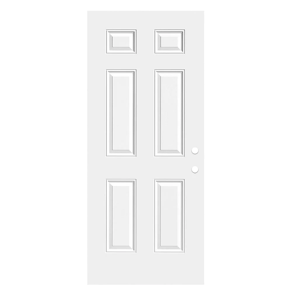 Masonite 34-in x 80-in Steel Universal Reversible Primed White Slab Front Door with Insulating Core