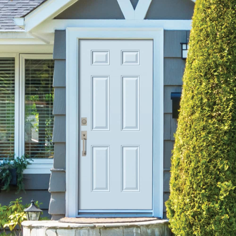 Masonite 34-in x 80-in Steel Universal Reversible Primed White Slab Front Door with Insulating Core - Image 7