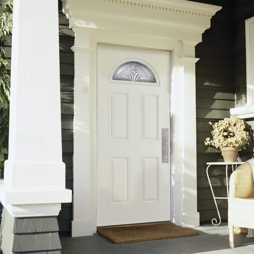 Masonite 36 x 80 in. Left-Hand Inswing Providence Fan Lite Primed Fiberglass Prehung Front Exterior Door, No Brickmold - Image 3