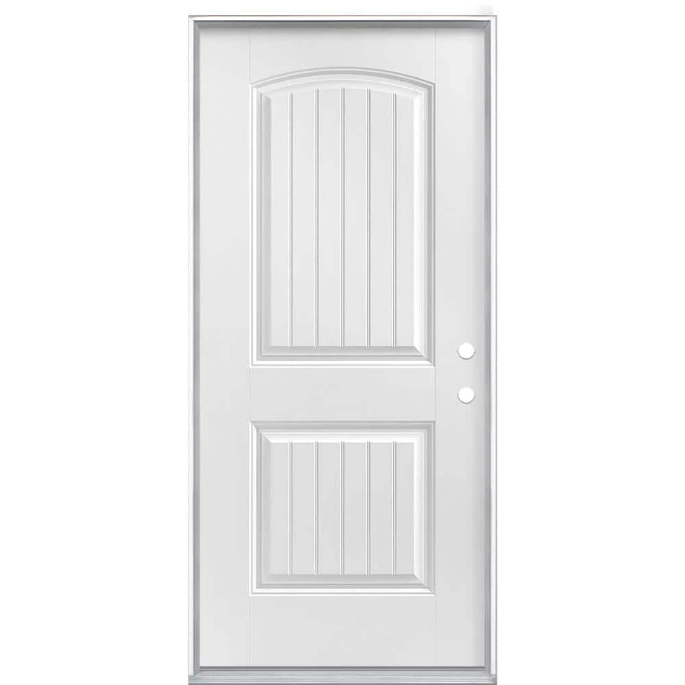 Masonite Cheyenne 2-Panel Primed Smooth Fiberglass Prehung Front Door, No Brickmold, Left-Hand Inswing, 36 in. x 80 in.