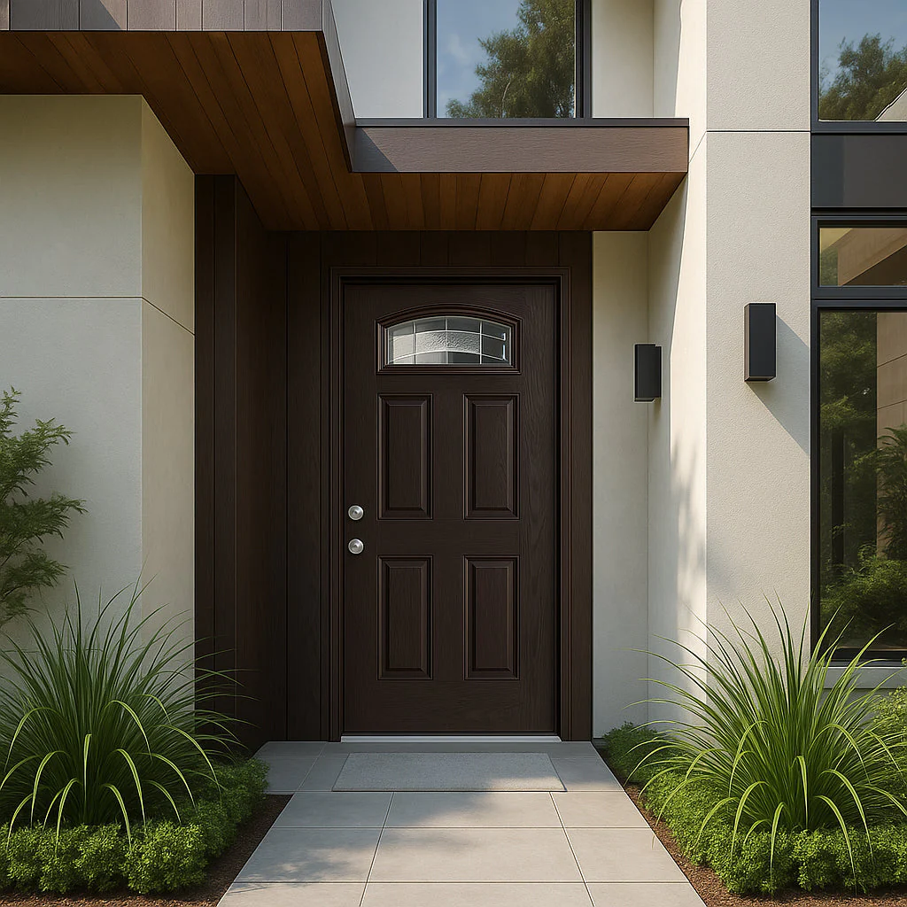 Masonite Croxley Camber Fan Lite 36 in. x 80 in. Right-Hand Oak Grain Espresso Finished Fiberglass Prehung Front Door (No Brickmold) - Image 4