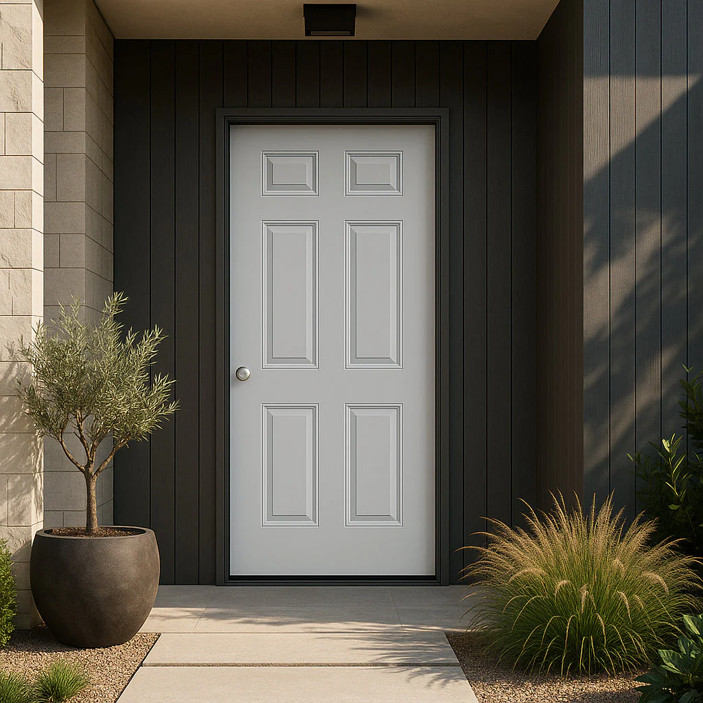 Masonite Utility 6-Panel Primed Steel Prehung Front Door, No Brickmold, Right-Hand Inswing, 32 in. x 80 in. - Image 4