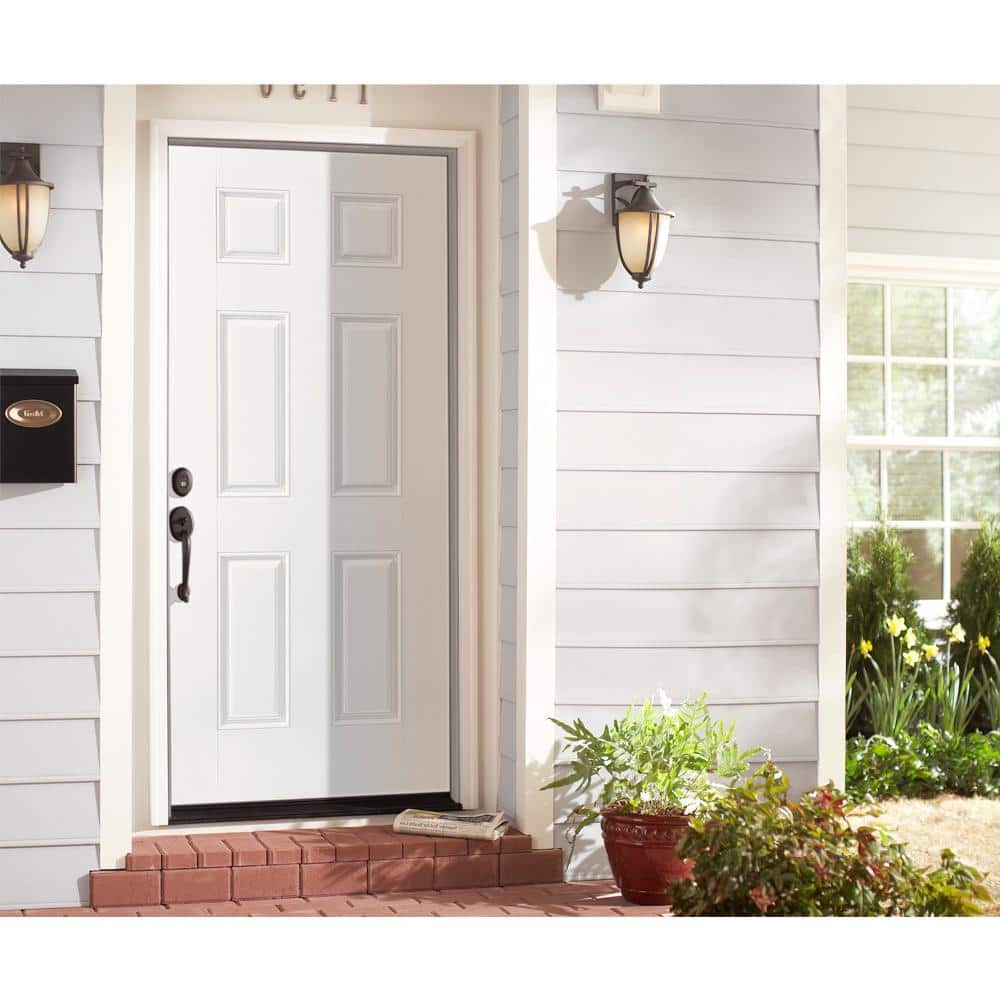 Masonite Utility 6-Panel Primed Steel Prehung Front Door, No Brickmold, Right-Hand Inswing, 36 in. x 80 in. - Image 2