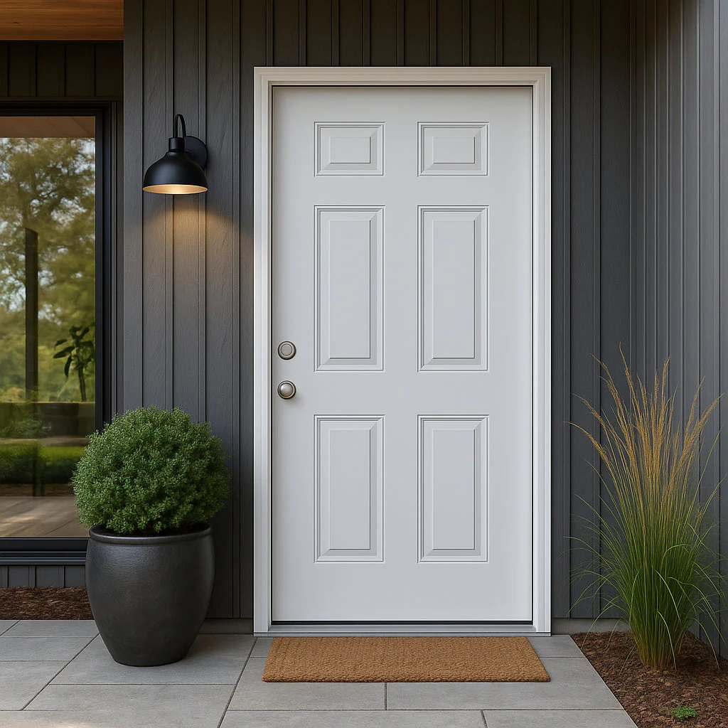 Masonite Utility 6-Panel Primed Steel Prehung Front Door, No Brickmold, Right-Hand Inswing, 36 in. x 80 in. - Image 4