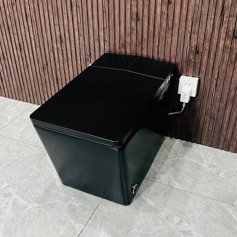 Matte Black Square Smart Toilet with Built-in Tank, Deodorizing Auto Open/Close - Image 2