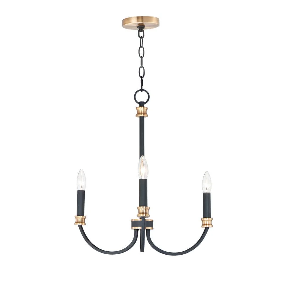 Maxim Lighting Charlton 3-Light Black Chandelier, 23–59 in Adjustable Hanging Length