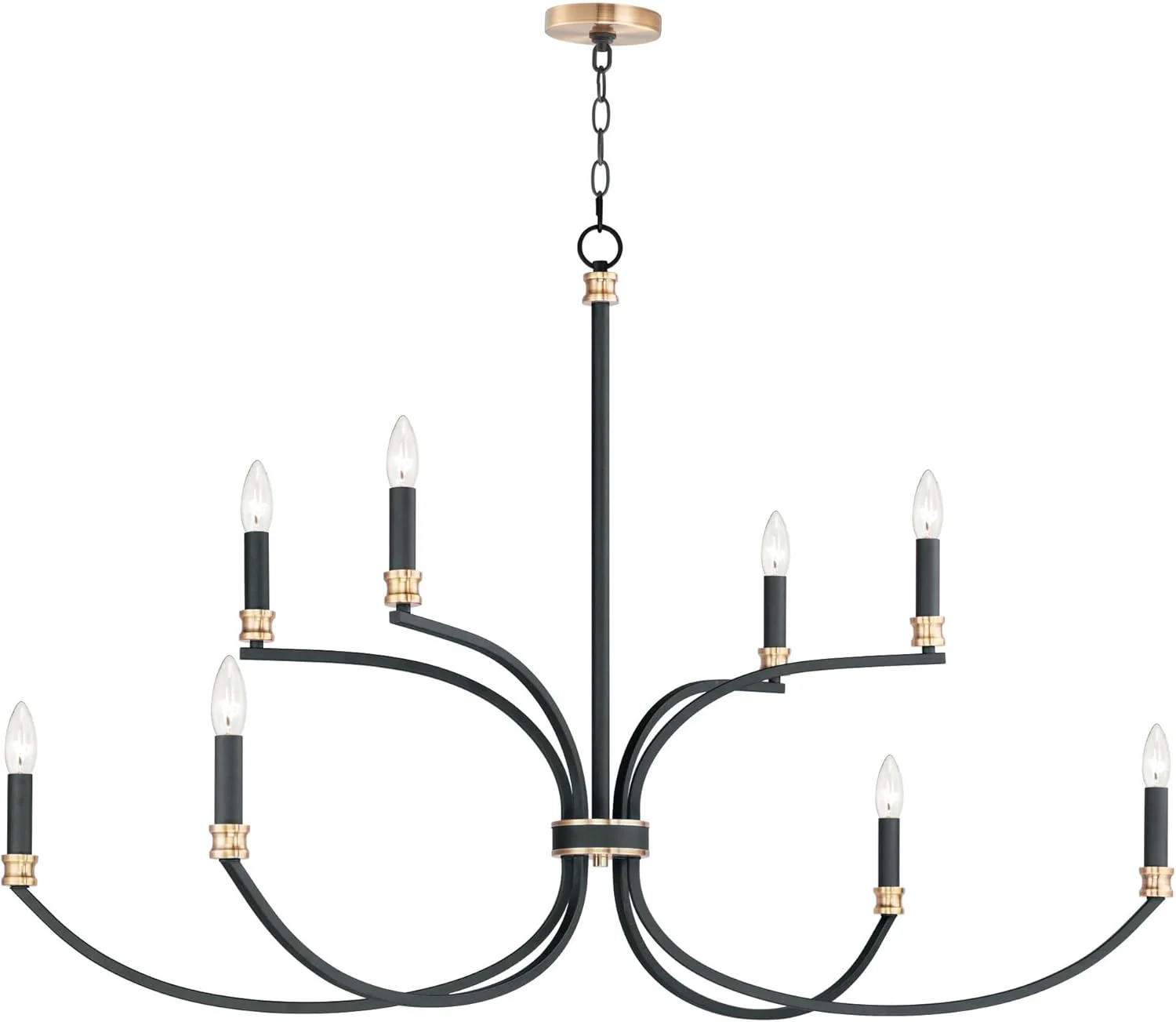 Maxim Lighting Charlton 8-Light Black/Antique Brass Chandelier, 2-Tier