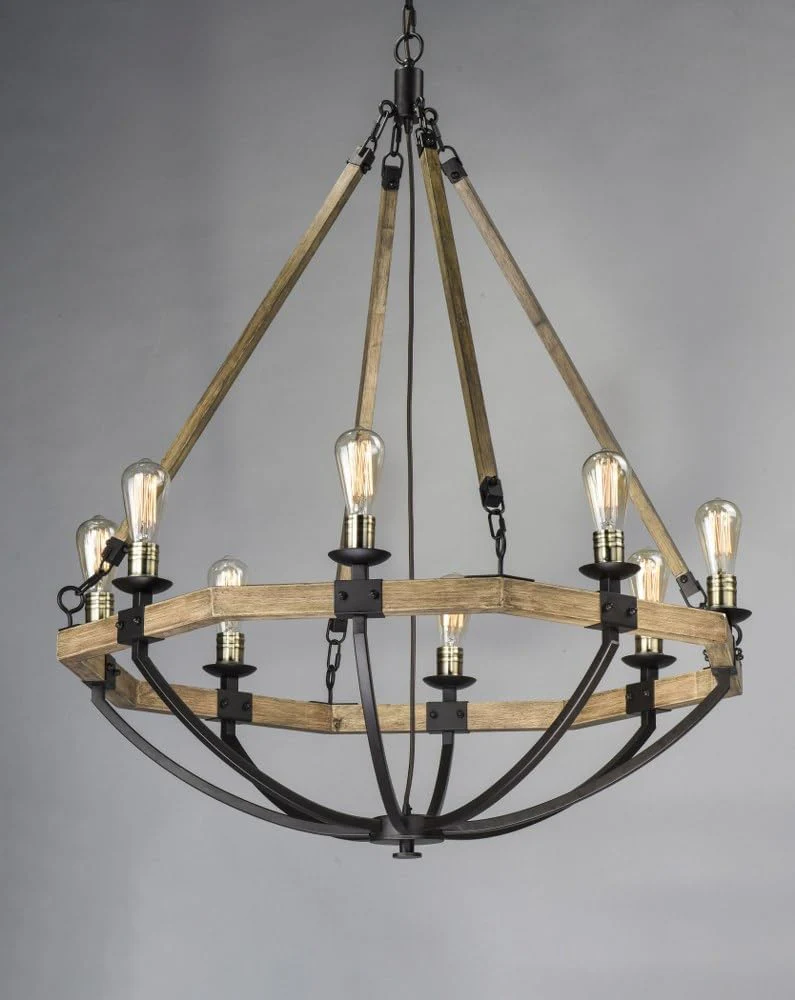 Maxim Lighting Lodge 8-Light Weathered Oak / Bronze Chandelier, 38" Wide - Image 2