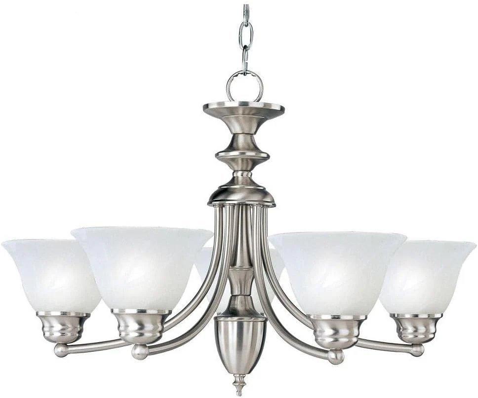 Maxim Lighting Malaga 5-Light Satin Nickel Chandelier, Marble Glass, 25 in.
