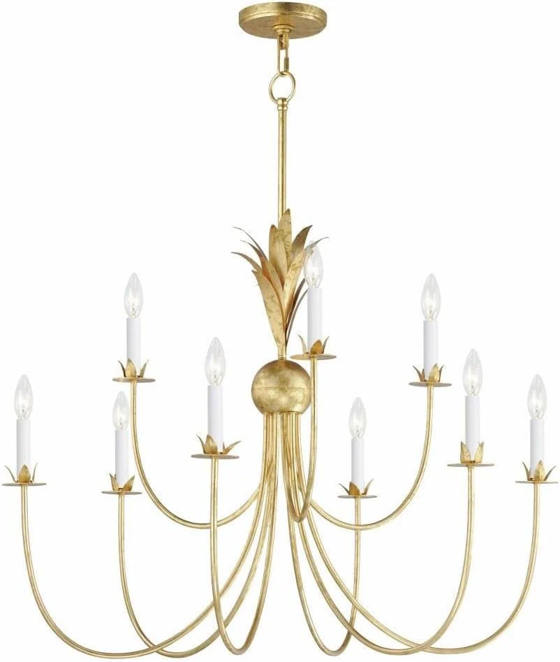 Maxim Lighting Paloma 9-Light Gold Leaf Chandelier, 36" x 36" x 28"