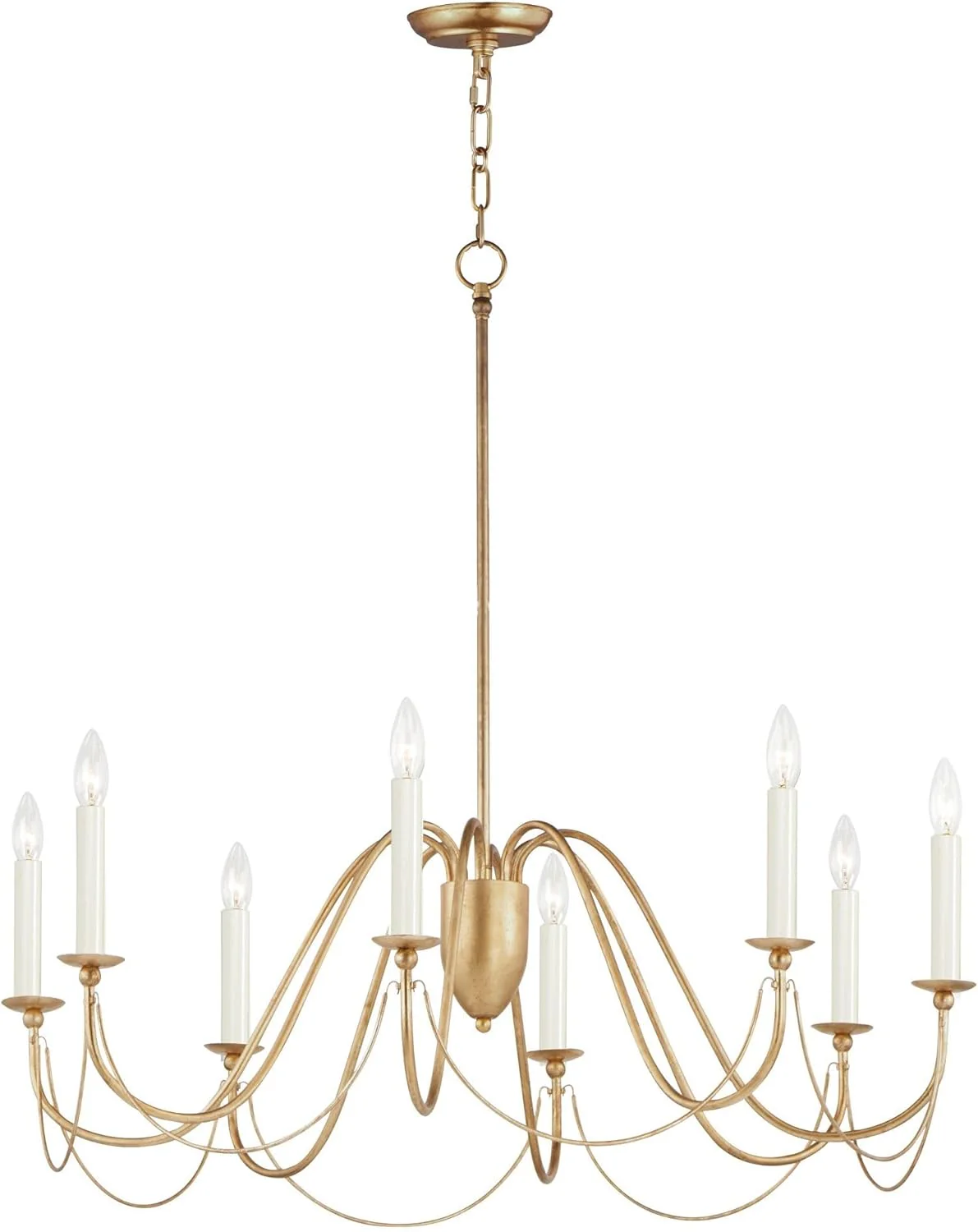 Maxim Lighting Plumette 8-Light Gold Leaf Chandelier, 28"L x 36"W x 30"H