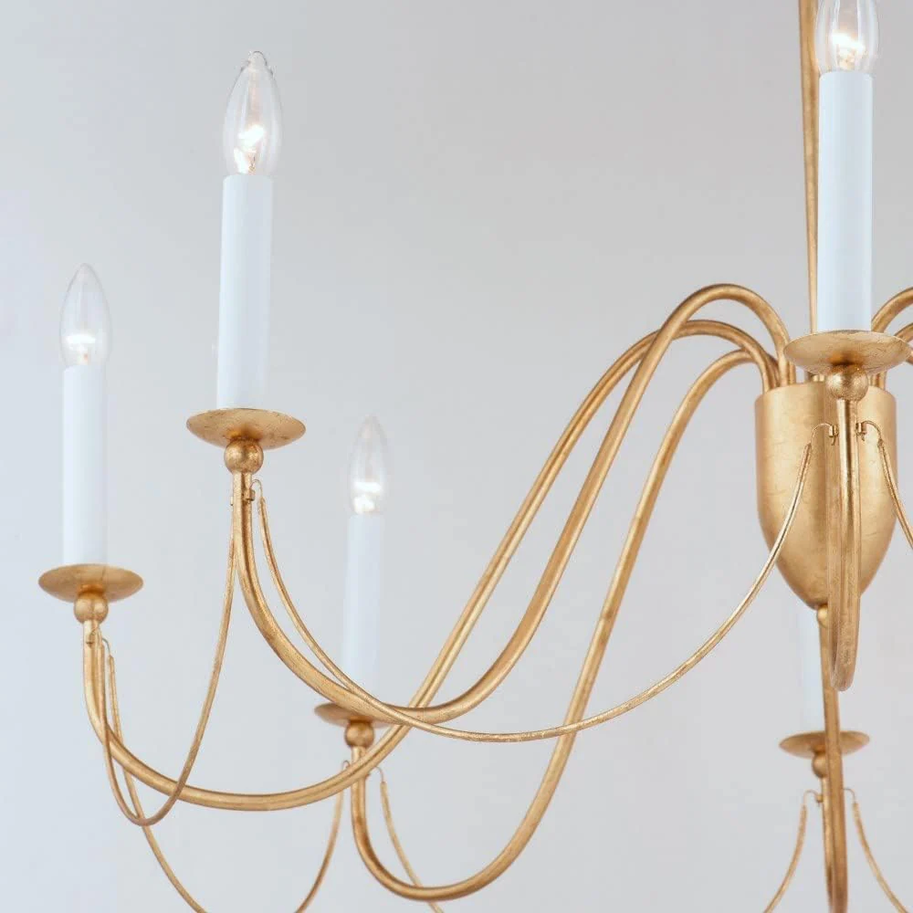 Maxim Lighting Plumette 8-Light Gold Leaf Chandelier, 28"L x 36"W x 30"H - Image 2