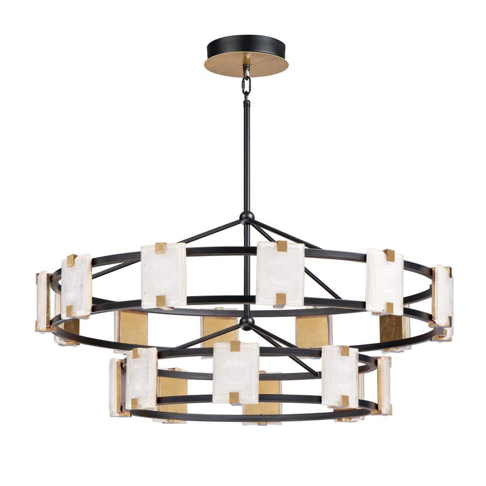 Maxim Lighting Radiant 20-Light Integrated LED Black/Gold Leaf Chandelier, 41.75 in