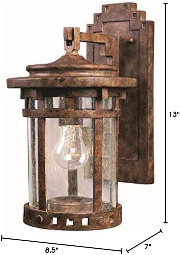 Maxim Lighting Santa Barbara VX 13-in H Outdoor Wall Lantern, Sienna Finish with Seedy Glass, Hardwired Incandescent - Image 3