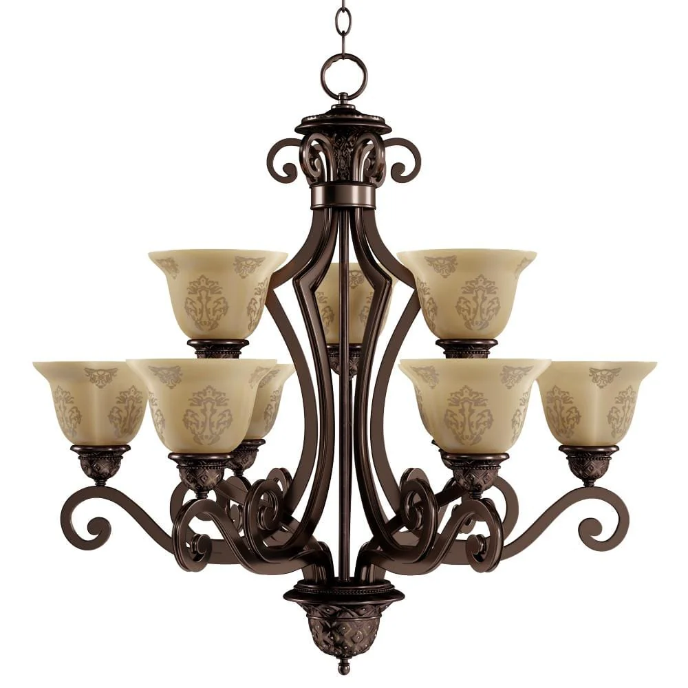 Maxim Lighting Symphony 9-Light Oil-Rubbed Bronze Chandelier, 32 in. Tiered Fixture