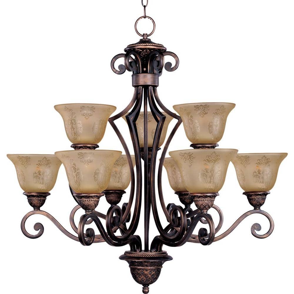 Maxim Lighting Symphony 9-Light Oil-Rubbed Bronze Chandelier, 32 in. Tiered Fixture - Image 2