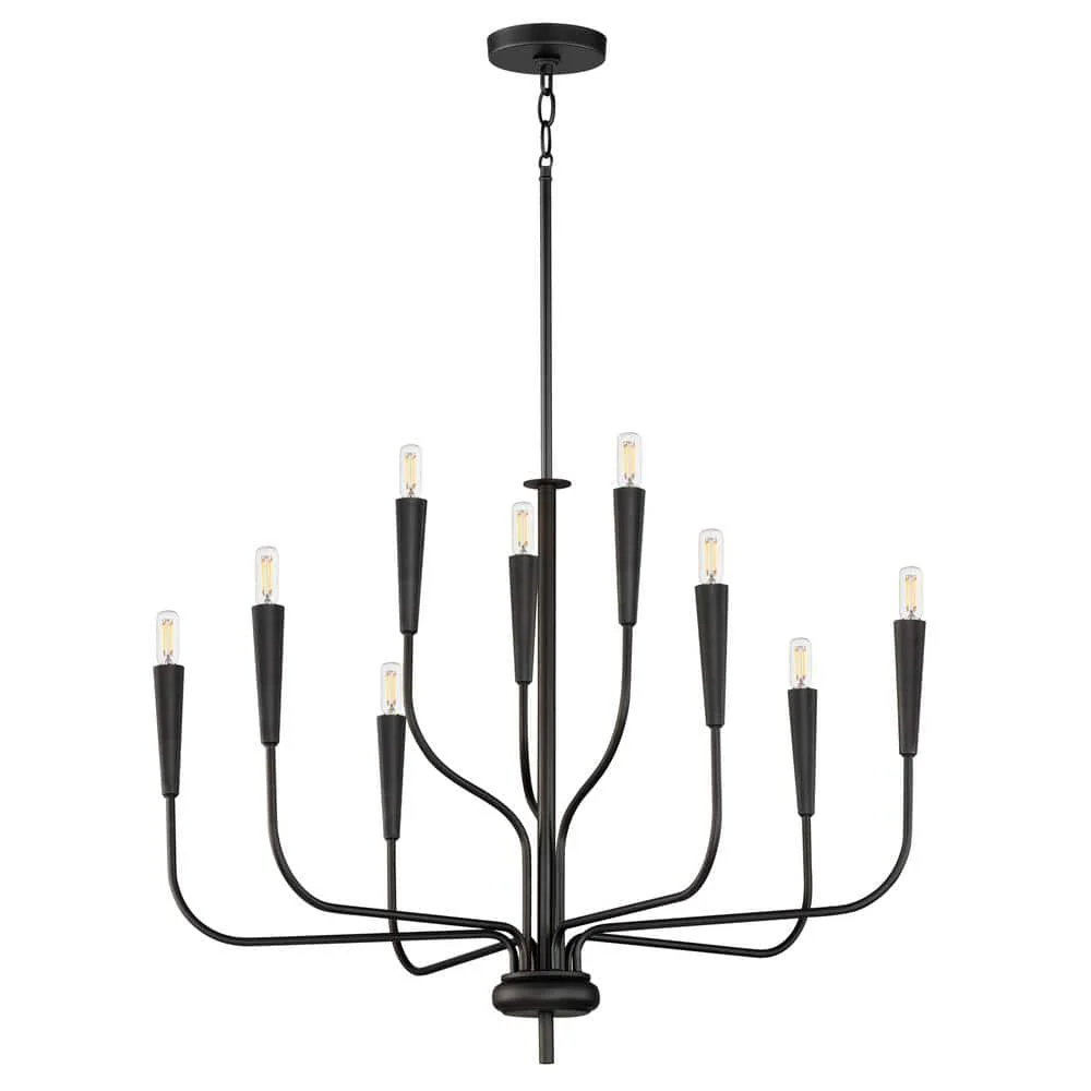 Maxim Lighting Vela 9-Light Black Chandelier, 32 in. Wide