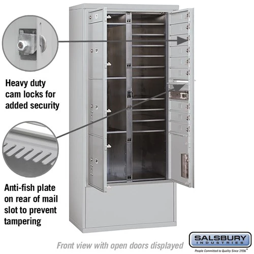 Maximum Height Free-Standing 4C Horizontal Mailbox with 10 Doors and 4 Parcel Lockers - Image 3