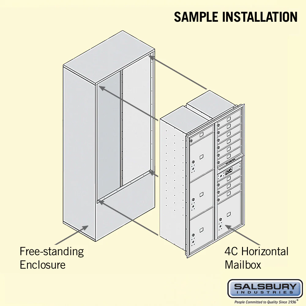 Maximum Height Free-Standing 4C Horizontal Mailbox with 10 Doors and 4 Parcel Lockers in Black with USPS Access - Image 4
