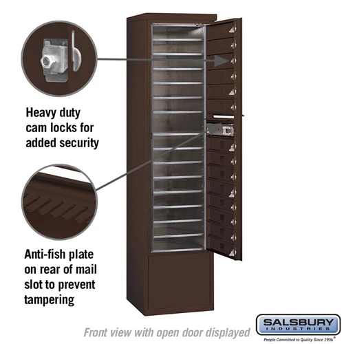 Maximum Height Free-Standing 4C Horizontal Mailbox with 14 Doors in Bronze with Private Access - Image 3