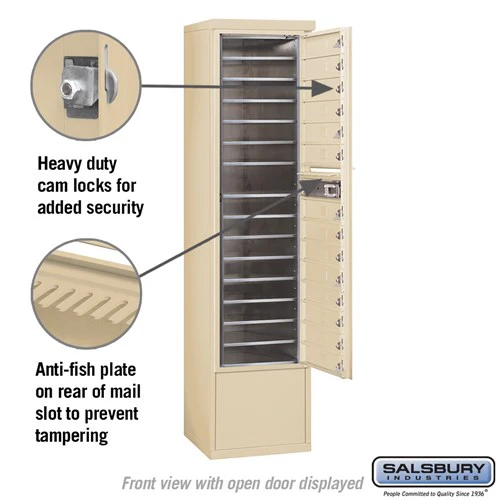 Maximum Height Free-Standing 4C Horizontal Mailbox with 14 Doors in Sandstone with Private Access - Image 3