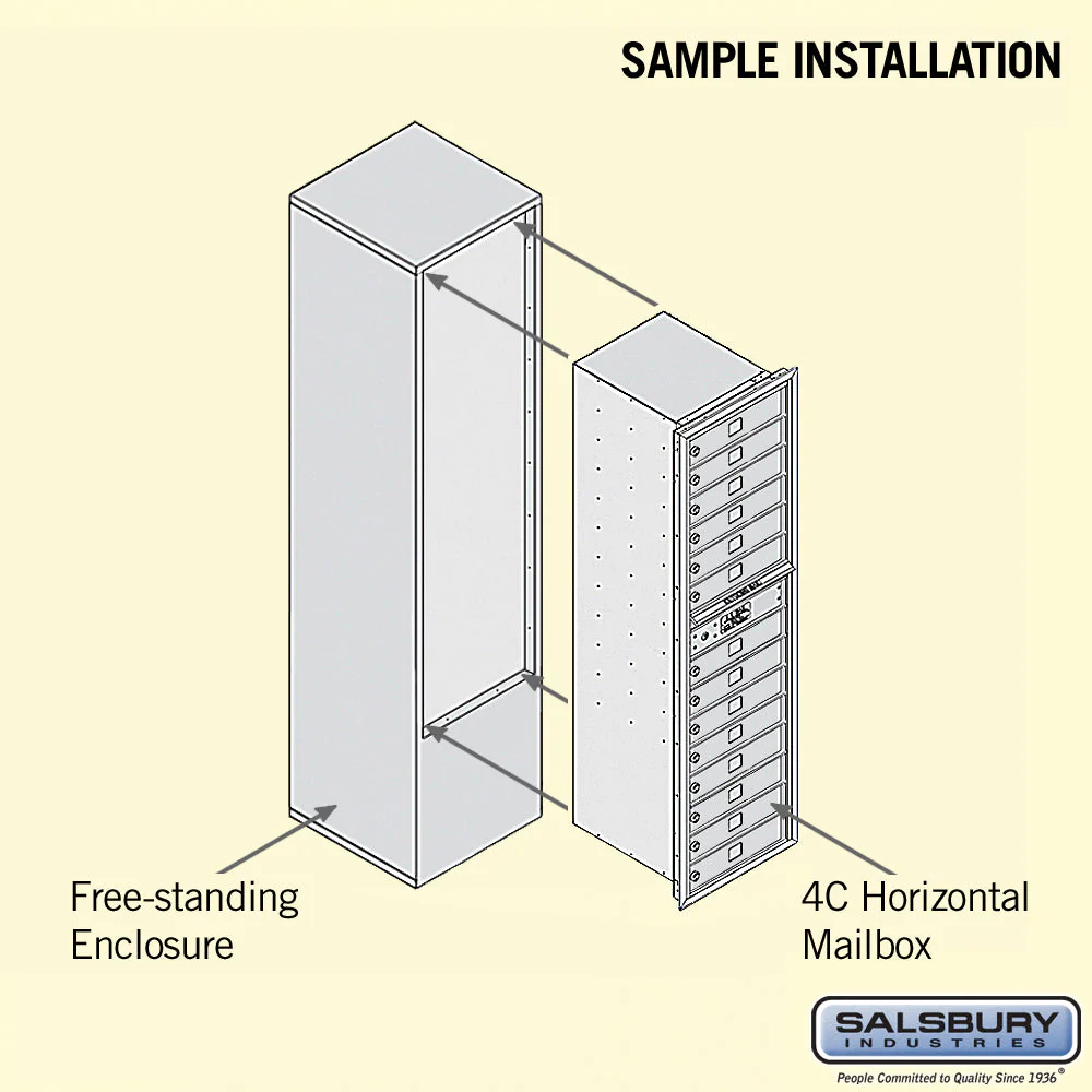Maximum Height Free-Standing 4C Horizontal Mailbox with 14 Doors and Private Access - Image 4