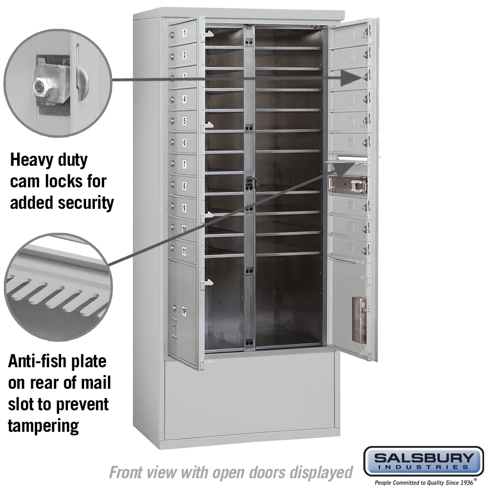 Maximum Height Free-Standing 4C Horizontal Mailbox with 14 Doors and Private Access - Image 7