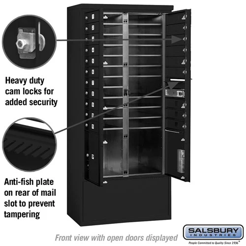 Maximum Height Free-Standing 4C Horizontal Mailbox with 20 Doors and 2 Parcel Lockers in Black with Private Access - Image 3