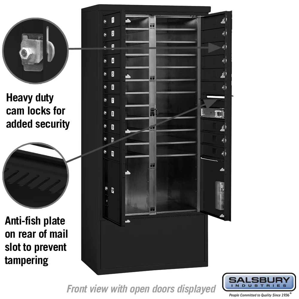 Maximum Height Free-Standing 4C Horizontal Mailbox with 20 Doors and 2 Parcel Lockers in Black with USPS Access - Image 3