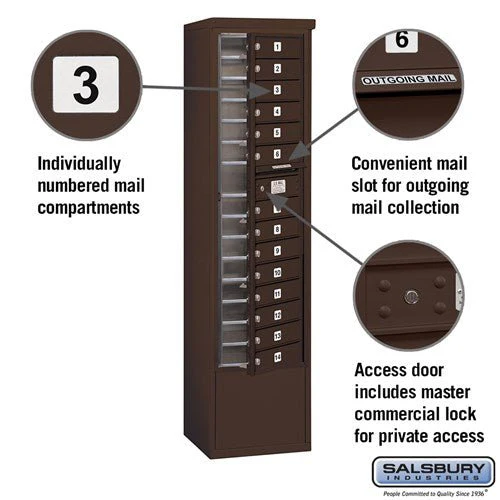 Maximum Height Free-Standing 4C Horizontal Mailbox with 14 Doors in Bronze with Private Access - Image 2