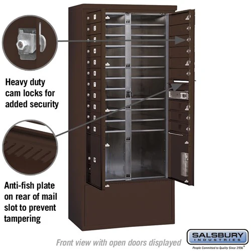 Maximum Height Free-Standing 4C Horizontal Mailbox with 14 Doors in Bronze with Private Access - Image 7
