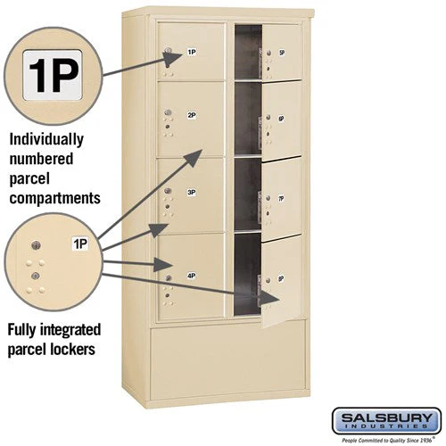 Maximum Height Free-Standing 4C Horizontal Parcel Locker with 8 Compartments in Sandstone - Image 2