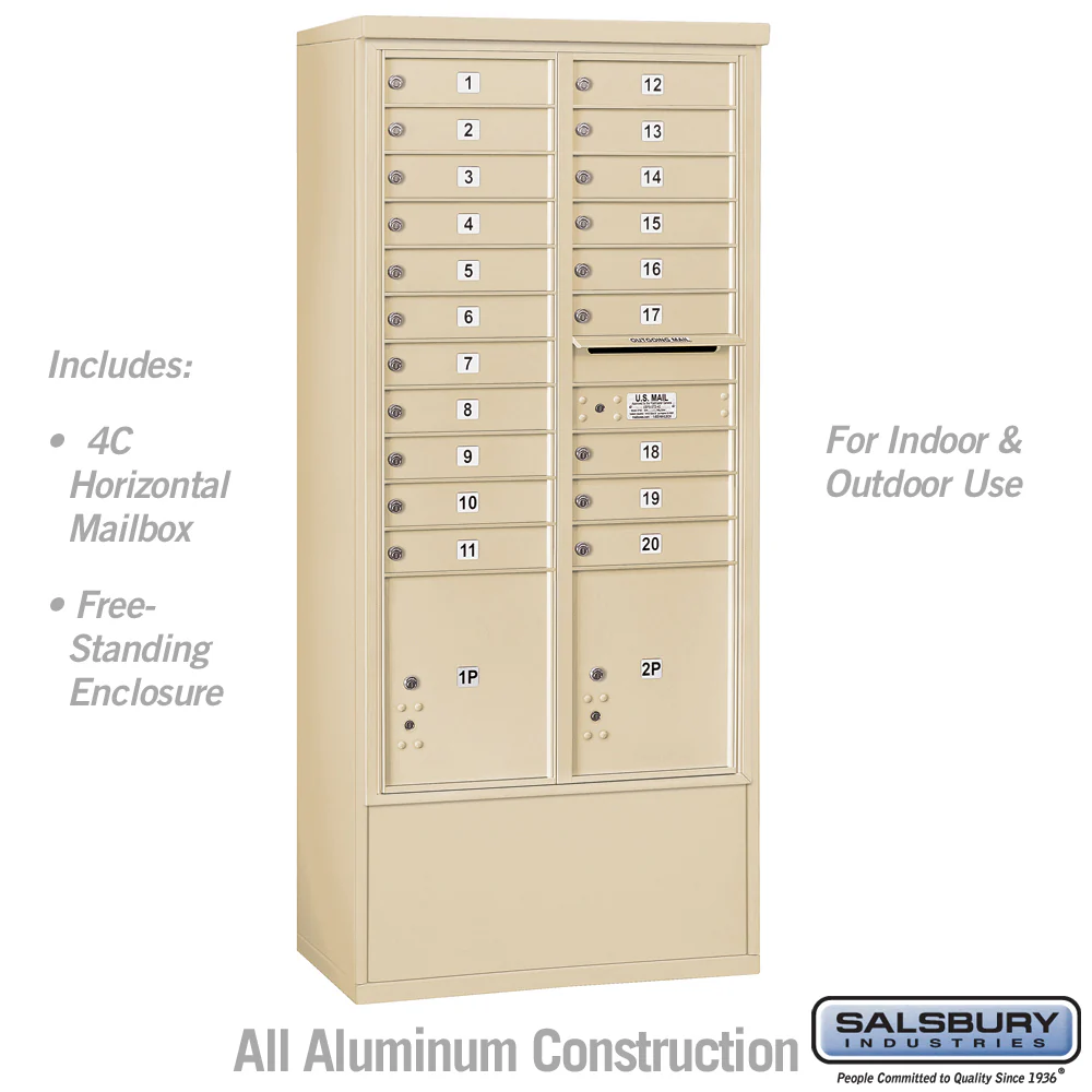Maximum Height Free-Standing 4C Horizontal Parcel Locker with 8 Compartments in Sandstone - Image 5