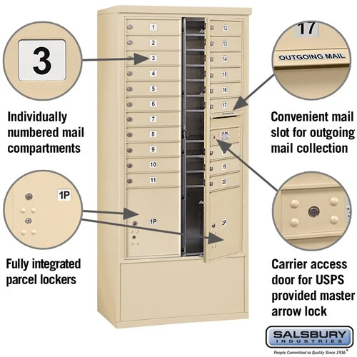 Maximum Height Free-Standing 4C Horizontal Parcel Locker with 8 Compartments in Sandstone - Image 6