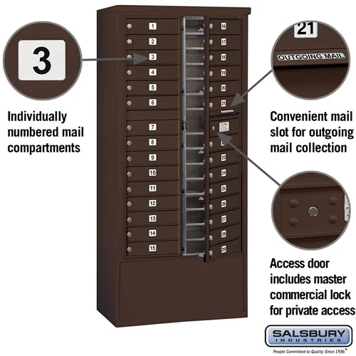 Maximum Height Free-Standing 4C Horizontal Mailbox with 29 Doors in Bronze with Private Access - Image 2