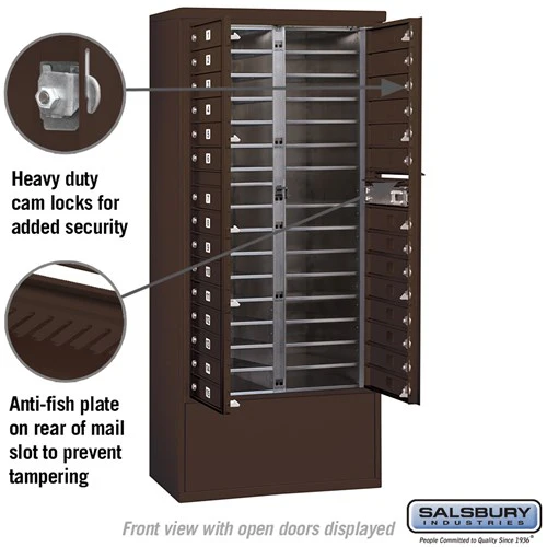 Maximum Height Free-Standing 4C Horizontal Mailbox with 29 Doors in Bronze with Private Access - Image 3