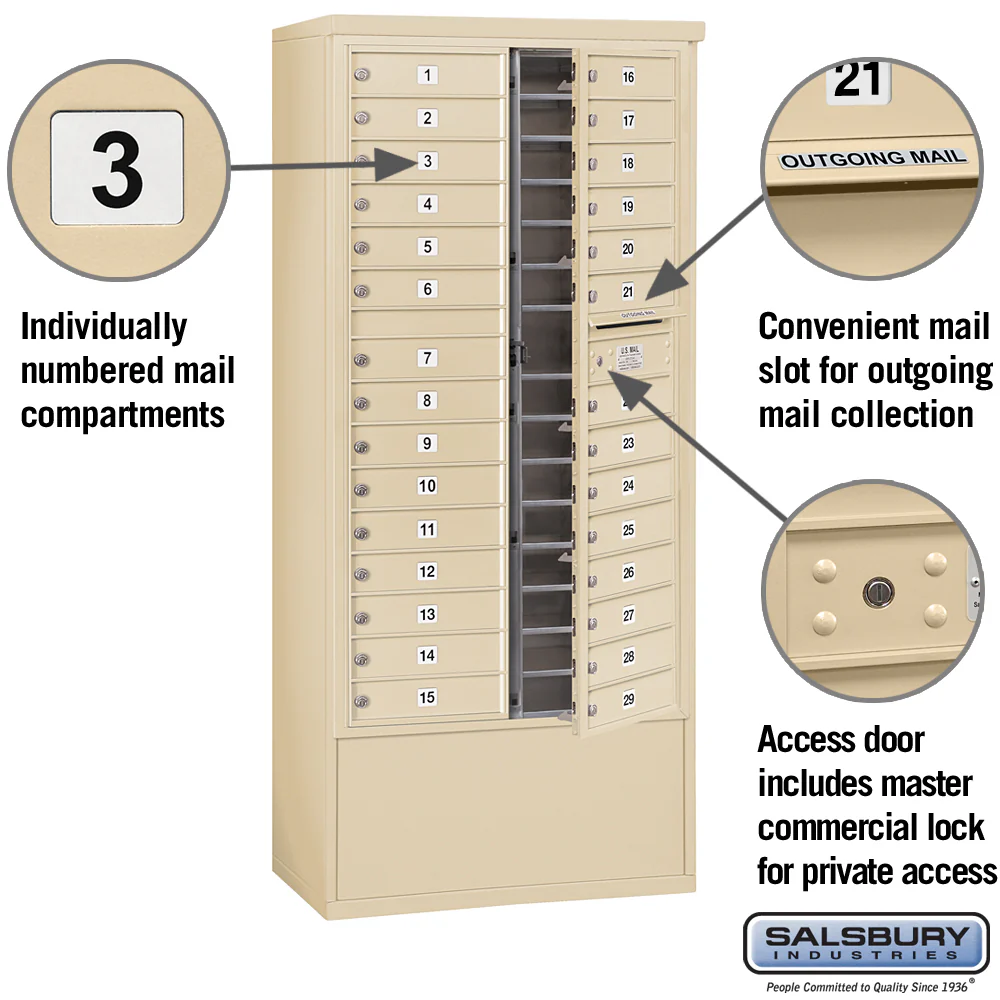 Maximum Height Free-Standing 4C Horizontal Mailbox with 29 Doors in Sandstone with Private Access - Image 2