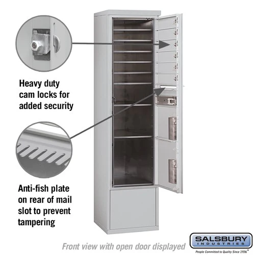 Maximum Height Free-Standing 4C Horizontal Mailbox with 6 Doors and 2 Parcel Lockers in Aluminum with USPS Access - Image 3