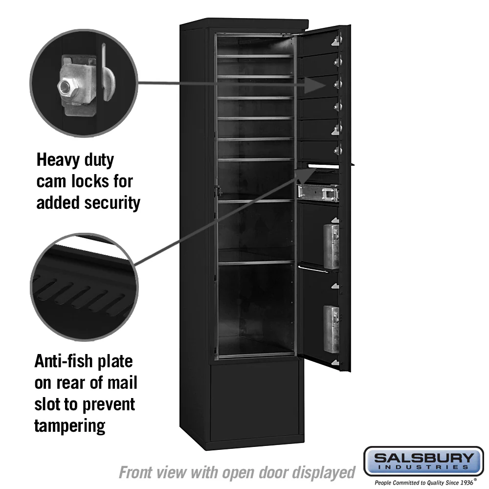 Maximum Height Free-Standing 4C Horizontal Mailbox with 6 Doors and 2 Parcel Lockers in Black with Private Access - Image 3
