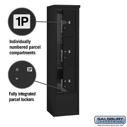 Maximum Height Free-Standing 4C Horizontal Parcel Locker with 3 Parcel Lockers in Black with USPS Access - Image 2