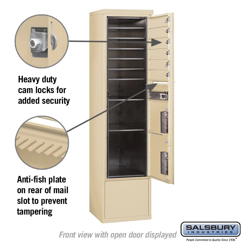 Maximum Height Free-Standing 4C Horizontal Mailbox with 6 Doors and 2 Parcel Lockers in Sandstone - Image 3