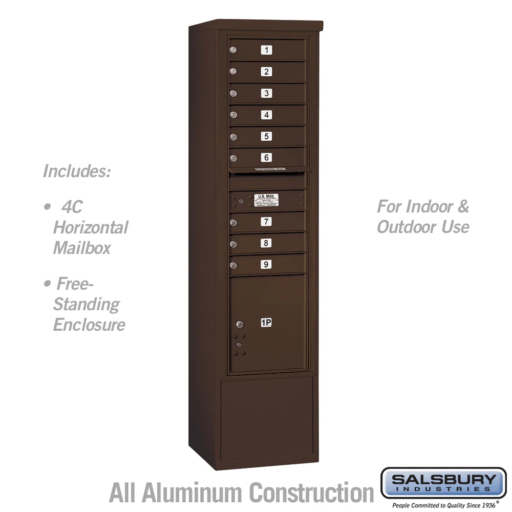 Maximum Height Free-Standing 4C Horizontal Mailbox with Parcel Lockers in Bronze - Image 5