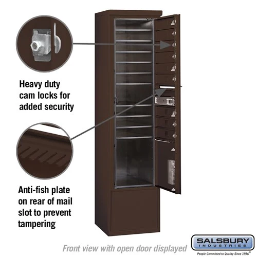 Maximum Height Free-Standing 4C Horizontal Mailbox with Parcel Locker in Bronze - Image 3