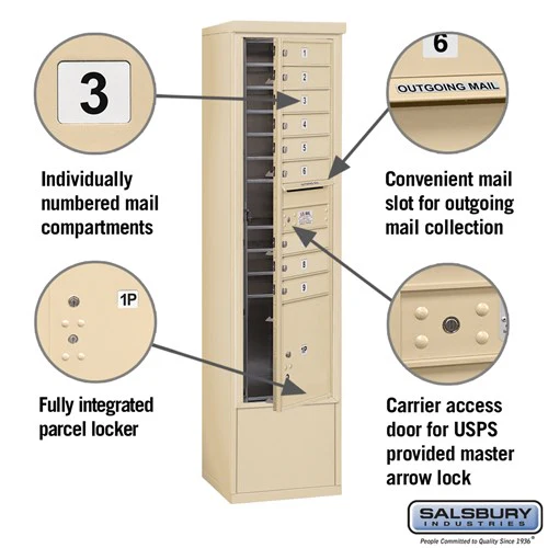Maximum Height Free-Standing 4C Horizontal Mailbox with 9 Doors and Parcel Locker - Image 6