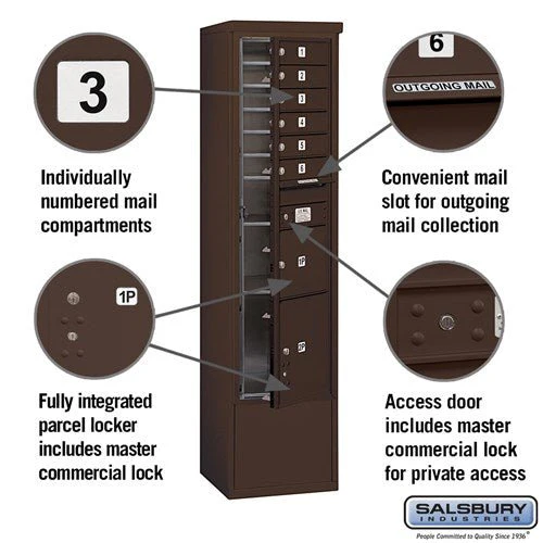 Maximum Height Free-Standing 4C Horizontal Mailbox with Parcel Lockers in Bronze - Image 2